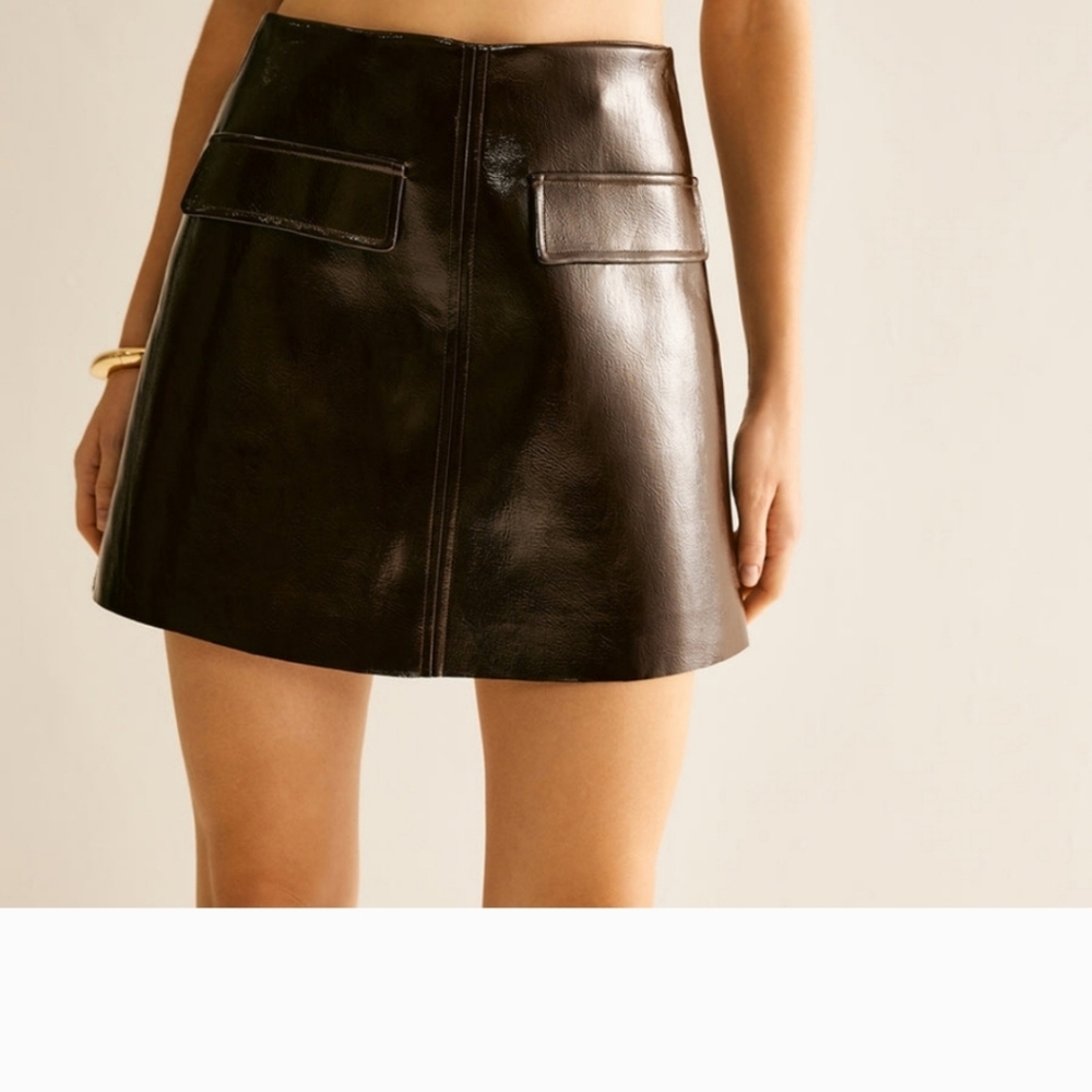 COMMENSE Versatile Zipper PU Leather Mini Skirt - size Small - Picture 1 of 5